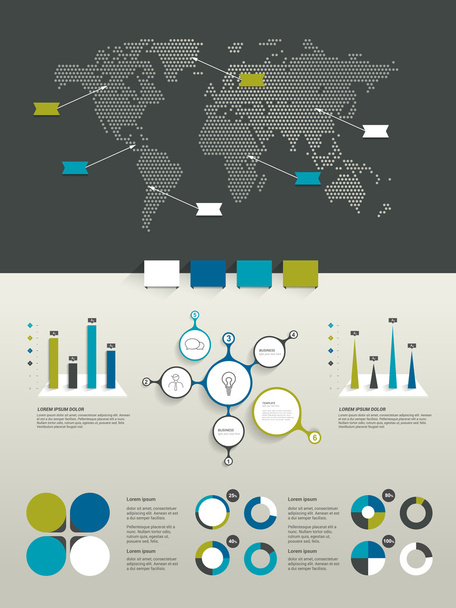 Infographics instellen. Wereld kaart en merk elementen. - Vector, afbeelding