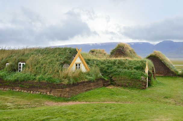Glaumbaer, Iceland, August, 14, 2014. Nobody, the houses, covered with turf - Photo, Image
