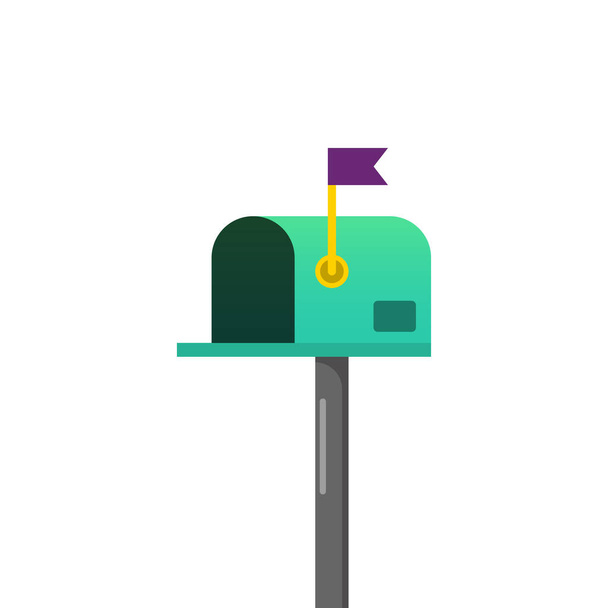 Mailbox with a raised flag. Vector illustration - Vektör, Görsel