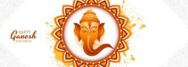 Happy ganesh chaturthi traditional greeting card banner background - Vector, imagen