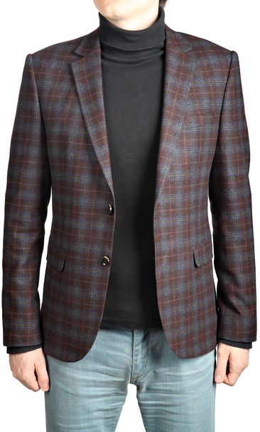 Woolen jacket male checkered suit in combination with jeans - Fotografie, Obrázek
