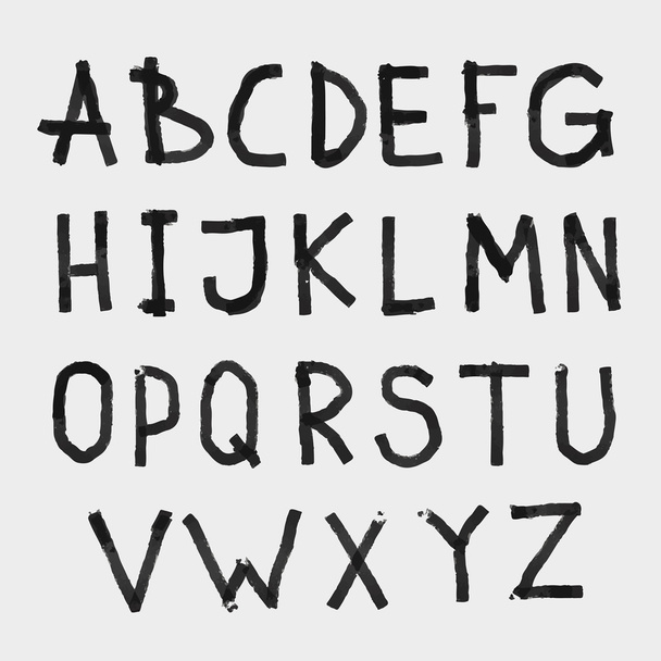 Hand drawing rough textured chalk abc alphabet font on blackboard. - Διάνυσμα, εικόνα