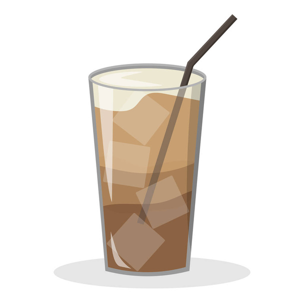 Кофе со льдом Векторная иллюстрация. Стекло со льдом и кофе - Вектор,изображение