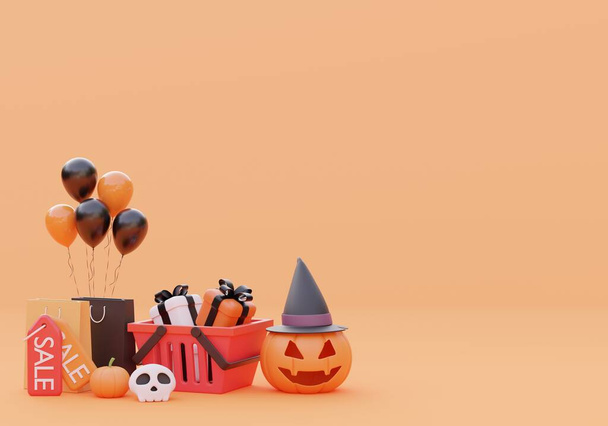 Happy Halloween background banner,copy space for product,3d illustration - Valokuva, kuva
