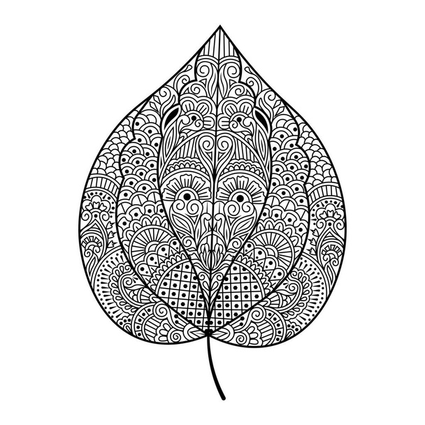 zentangle leaf background outline line coloring page easy sketches hand drawing for antistress design - Wektor, obraz