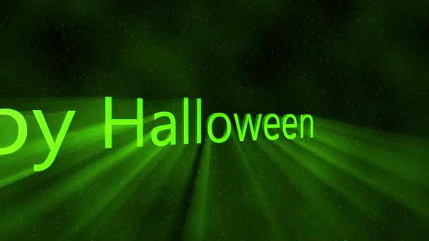 Happy Halloween neon 3d greeting on green smoke background 4k animation  - Materiał filmowy, wideo