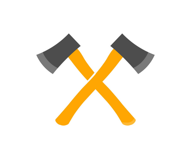 Cross Axe, Crossed wooden axes logo design. Flat illustration of survival axe vector icon for web design vector design and illustration. - Vector, afbeelding