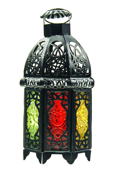 lighted Lantern style Arab or Morocco vintage candle lantern for Muslim community holy month Ramadan Kareem Clipping path - Photo, Image
