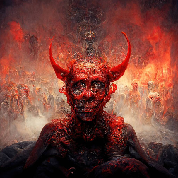 Portrait of devil, Illustration, drawing, digital art style, 3d Illustration - Valokuva, kuva