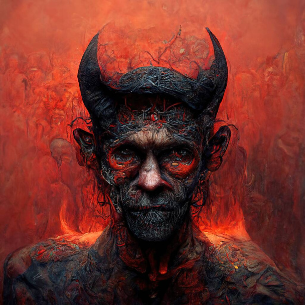 Portrait of devil, Illustration, drawing, digital art style, 3d Illustration - Foto, afbeelding