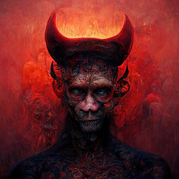 Portrait of devil, Illustration, drawing, digital art style, 3d Illustration - Foto, imagen