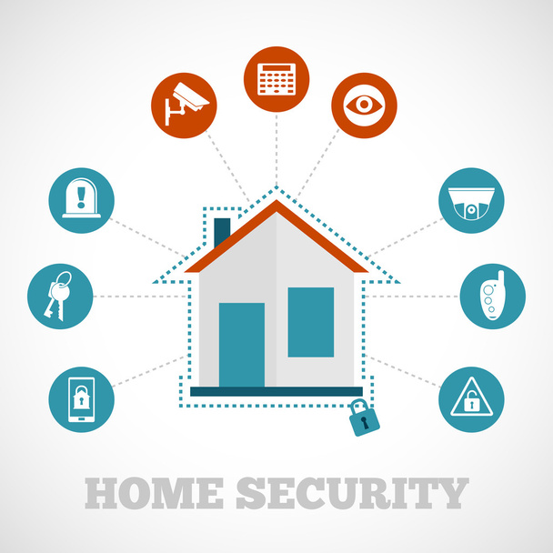 Otthoni biztonsági ikon lapos - Vektor, kép
