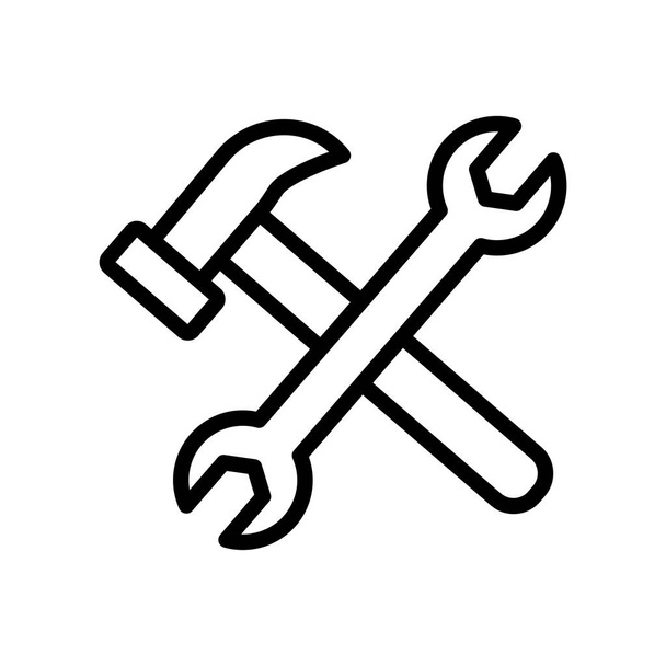 Double wrench icon with hammer. icon related to construction, labor day. Line icon style. Simple design editable - ベクター画像