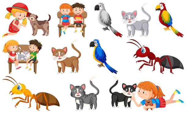 Conjunto de varios animales salvajes en la ilustración de estilo de dibujos animados - Vector, Imagen