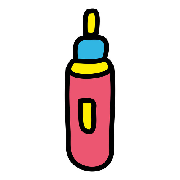Glue bottle icon symbol sign, hand drawing doodle color line vector - Vecteur, image
