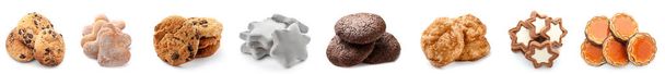 Σύνολο διαφορετικών γλυκών cookies που απομονώνονται σε λευκό - Φωτογραφία, εικόνα