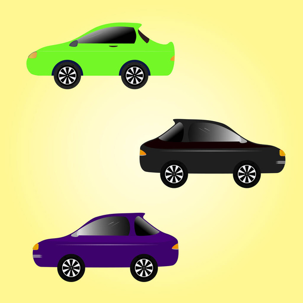 Sport car fast speed vehicle transport rally sedan automotive performance graphic design vector illustration green black blue color - Vettoriali, immagini
