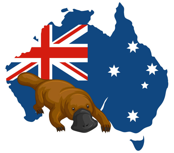 Platypus αυστραλιανή ζώων απεικόνιση κινουμένων σχεδίων - Διάνυσμα, εικόνα