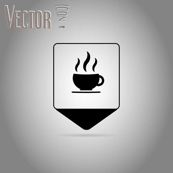 Map Pointer with Hot Coffee Mug. Flat Design Style - Vector, Image