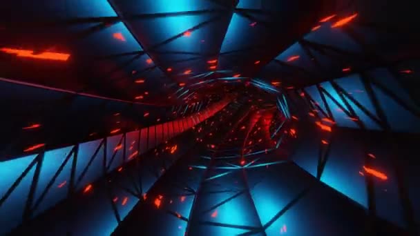 futuristic si-fi space hangar tunnel corridor with hot glowing lights 3d illustration live wallpaper motion background visual loop - Footage, Video