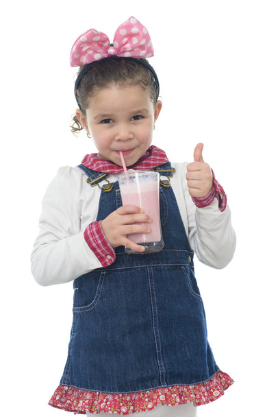 Thump Up Young Girl Drinking Milk Shake - Photo, Image