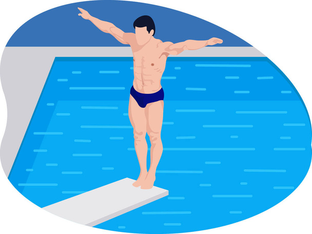 Tokyo olympics male swimmer illustration. - Vector, Image