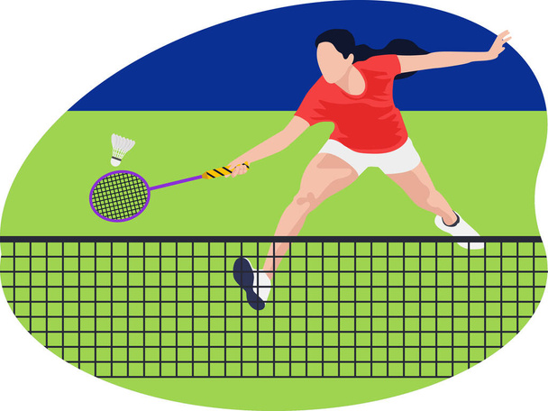 Female badminton player illustration. - Vektor, kép