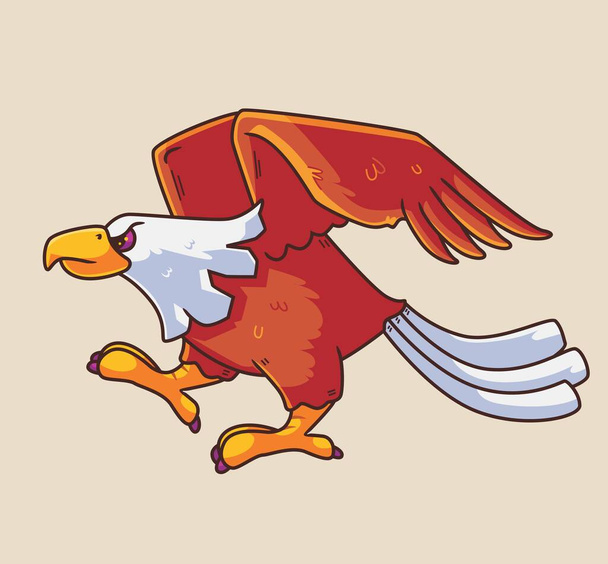 cute cartoon eagle walking. Isolated animal illustration. Flat Style Sticker Icon Premium vector - Vektor, Bild