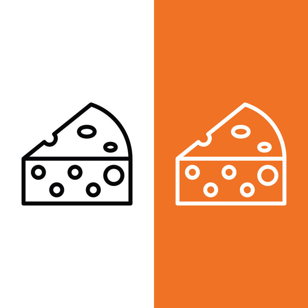 Cheese Vector Icon in Outline Style. Cheese is a dairy product, derived from milk and produced in wide ranges of flavors, textures and forms by coagulation of the milk protein casein. Vector Icon. - Vektori, kuva