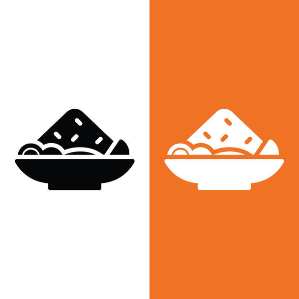 Fried Rice Vector Icon in Glyph Style. Nasi goreng is a dish of rice fried in a wok or frying pan and mixed with other ingredients such as eggs, vegetables, seafood, or meat. Vector illustration icon - Vettoriali, immagini