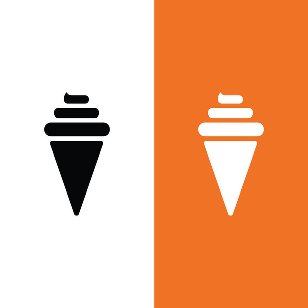 Векторная икона мороженого в стиле глифа. Мороженое - это подслащенные замороженные продукты, обычно употребляемые в качестве закуски или десерта. Значок векторной иллюстрации может быть использован для приложения, сайта или части логотипа. - Вектор,изображение