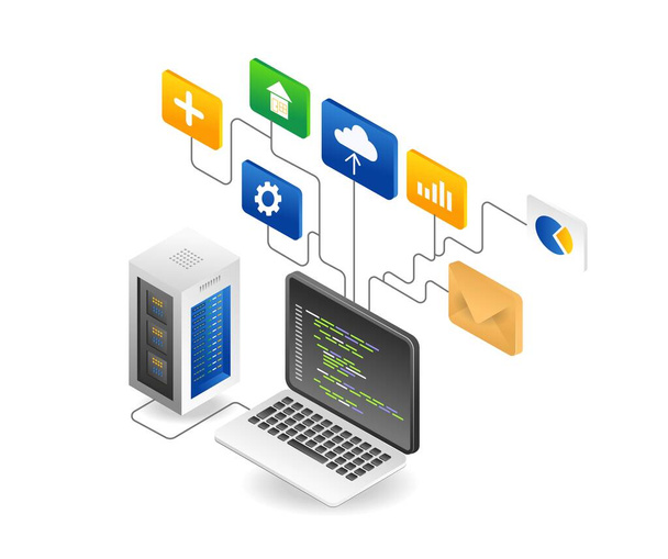 Application developer server network programming language - Vettoriali, immagini