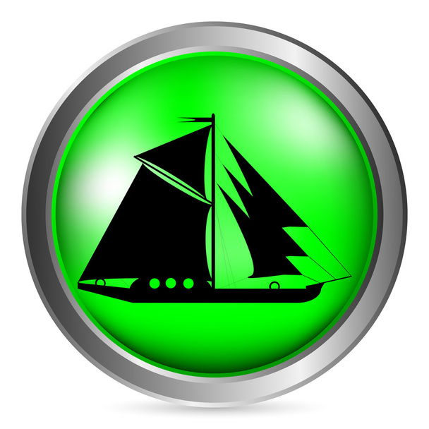 Sailing ship button - Vettoriali, immagini