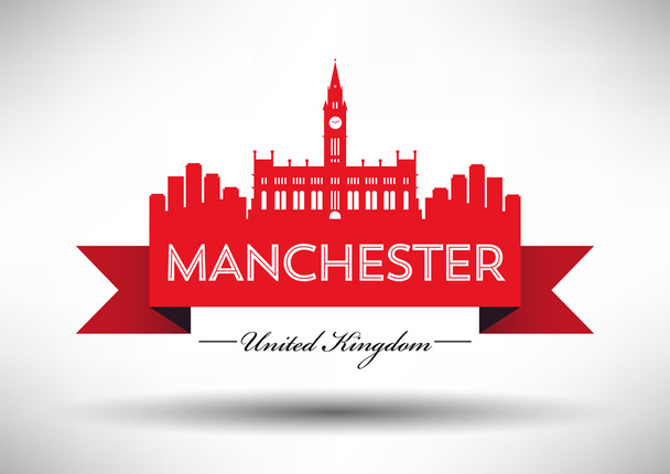 Silueta panorama města Anglie Manchester. - Vektor, obrázek