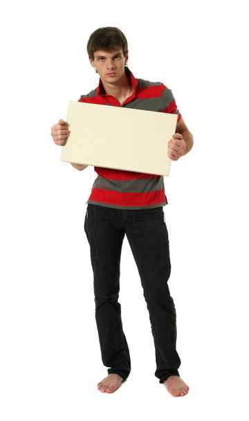 Young Sexy Man with Copy Space Blank Banner - Фото, зображення