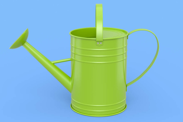 Watering can isolated on a blue background. 3d render concept of gardening equipment tools for farm and harvesting - Foto, afbeelding