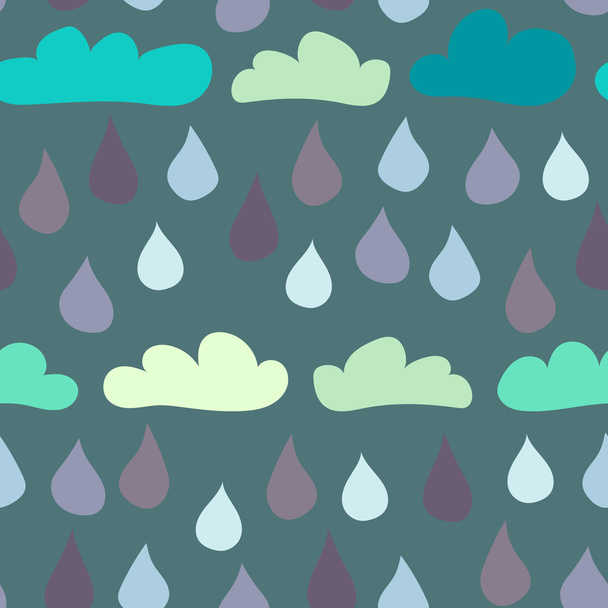 Бесшовные облака и капли дождя
 - Вектор,изображение