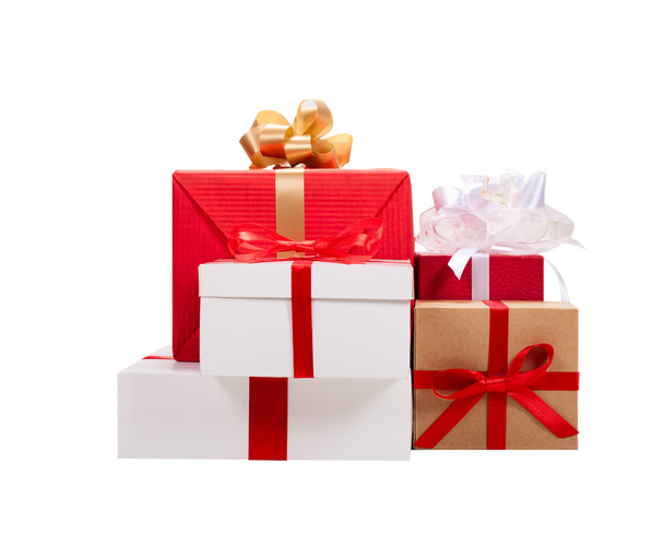 Christmas presents. Gift boxes with ribbons. - Фото, зображення