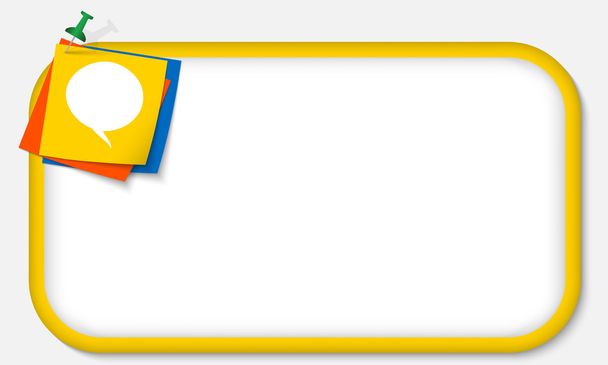 yellow frame with pushpin and speech bubble - Вектор, зображення