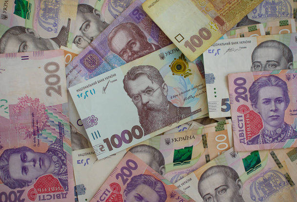 Ukrainian hryvnia paper banknotes background - Zdjęcie, obraz