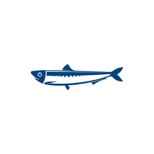 Herring isolated blue fish marine animal. Vector coldblooded sardine marine animal, saltwater aquatic fish - Vector, Image