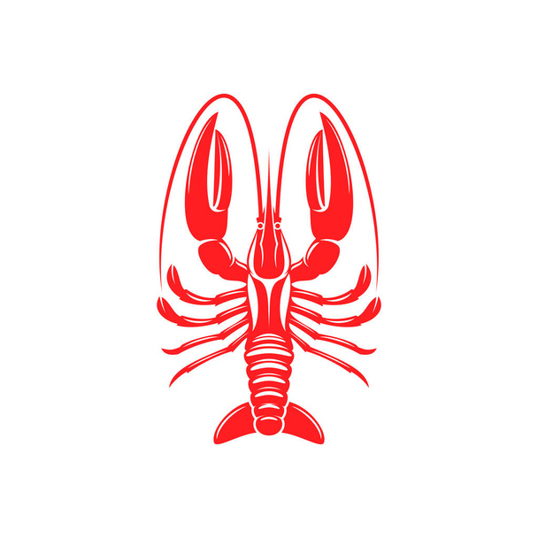 Red lobster, seafood, crustacean with big claws isolated. Vector large marine crustaceans - Vector, Image