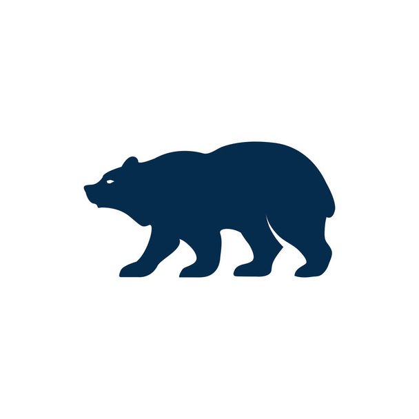 Медведь стоит на четырех лапах изолированного дикого животного. Векторный сибирский или американский, талисман гризли или полярных медведей, хищное млекопитающее Урсуса. Большой зверь, силуэт медвежьего животного - Вектор,изображение