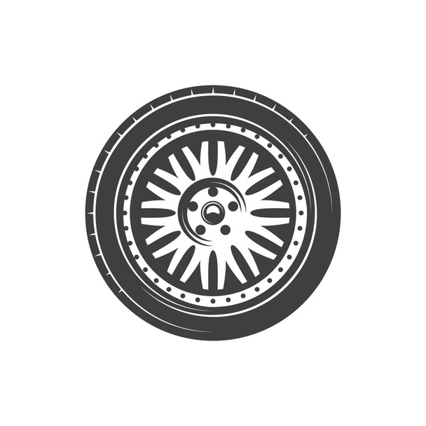 Car wheel of tire and rim icon. Vector isolated vehicle alloy wheel - Vektor, kép