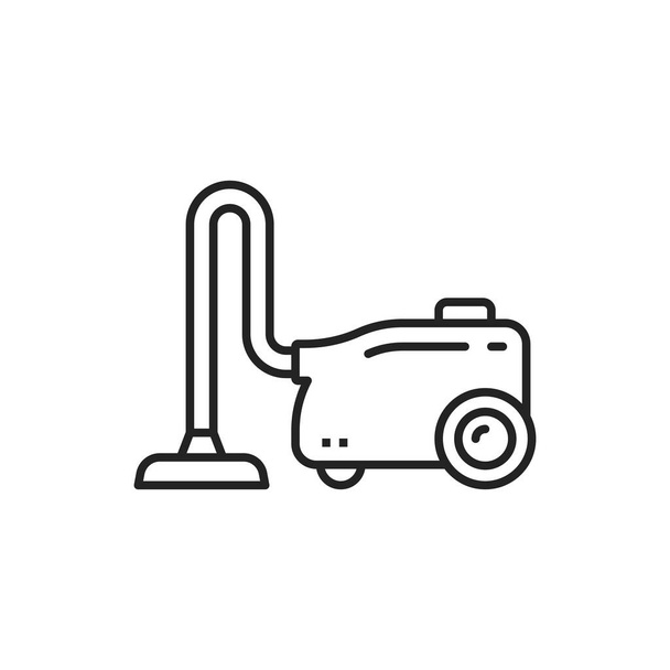Vacuum cleaner, vector thin line icon. Household cleaning appliances, vacuum cleaner in flat outline - Vector, Imagen