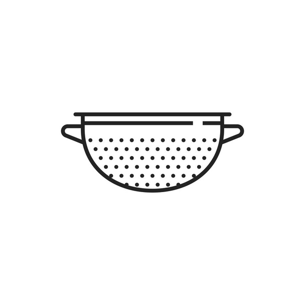 Colander vector thin line icon. Kitchen cooking utensils, food strainer - Vektor, kép