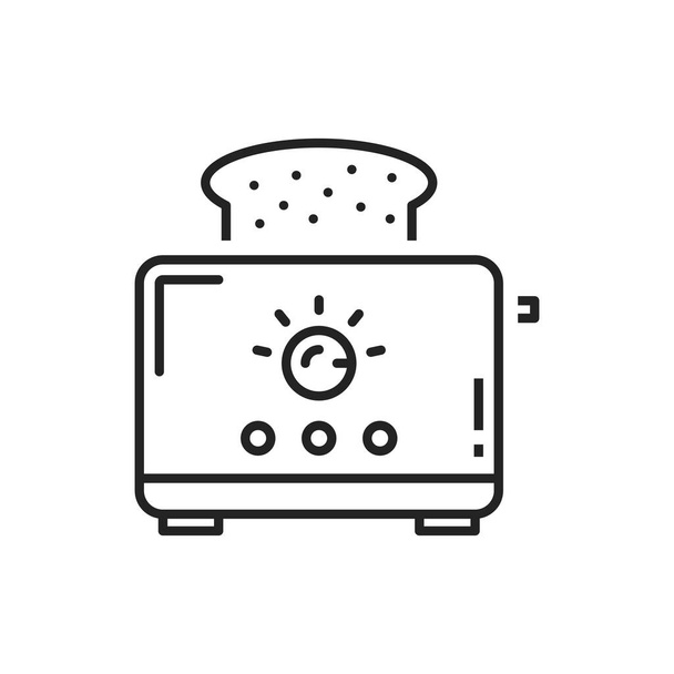 Toaster vector thin line icon. Kitchen cooking appliances, bread toaster - Vector, Image