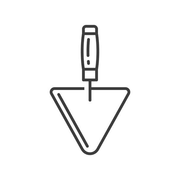 Metal putty knife isolated triangle spatula outline icon. Vector scraper, drywall trowel, repair tool knife with handle, wallpaper instrument. Triangular palette-knife, blade and handle linear sign - Vector, Image