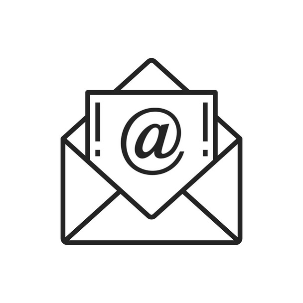 Incoming email message notification isolated outline icon. Vector sending email message, new e-mail application, text sms or chat bubble, incoming unread mail in paper envelope, attention sign - Vektor, obrázek