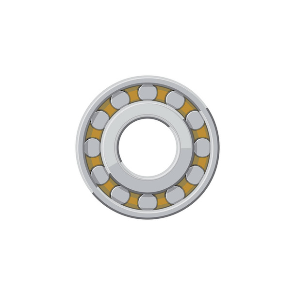 Bearings with ball rolling elements machinery gear isolated realistic icon. Vector spherical balls engineering and machinery gear. Grease roller, machine detail rolling steel industrial wheel. - Vector, Imagen